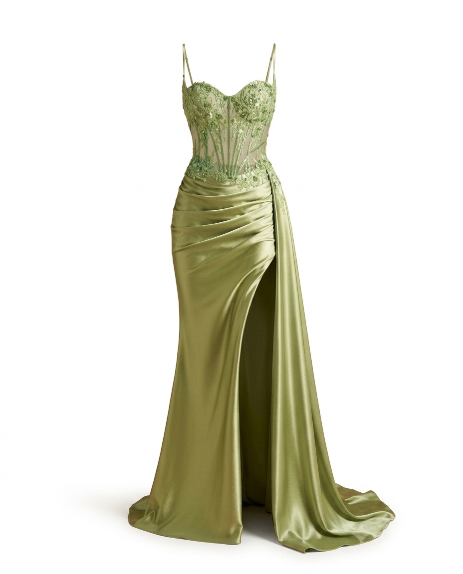 The gown on a clean white studio background